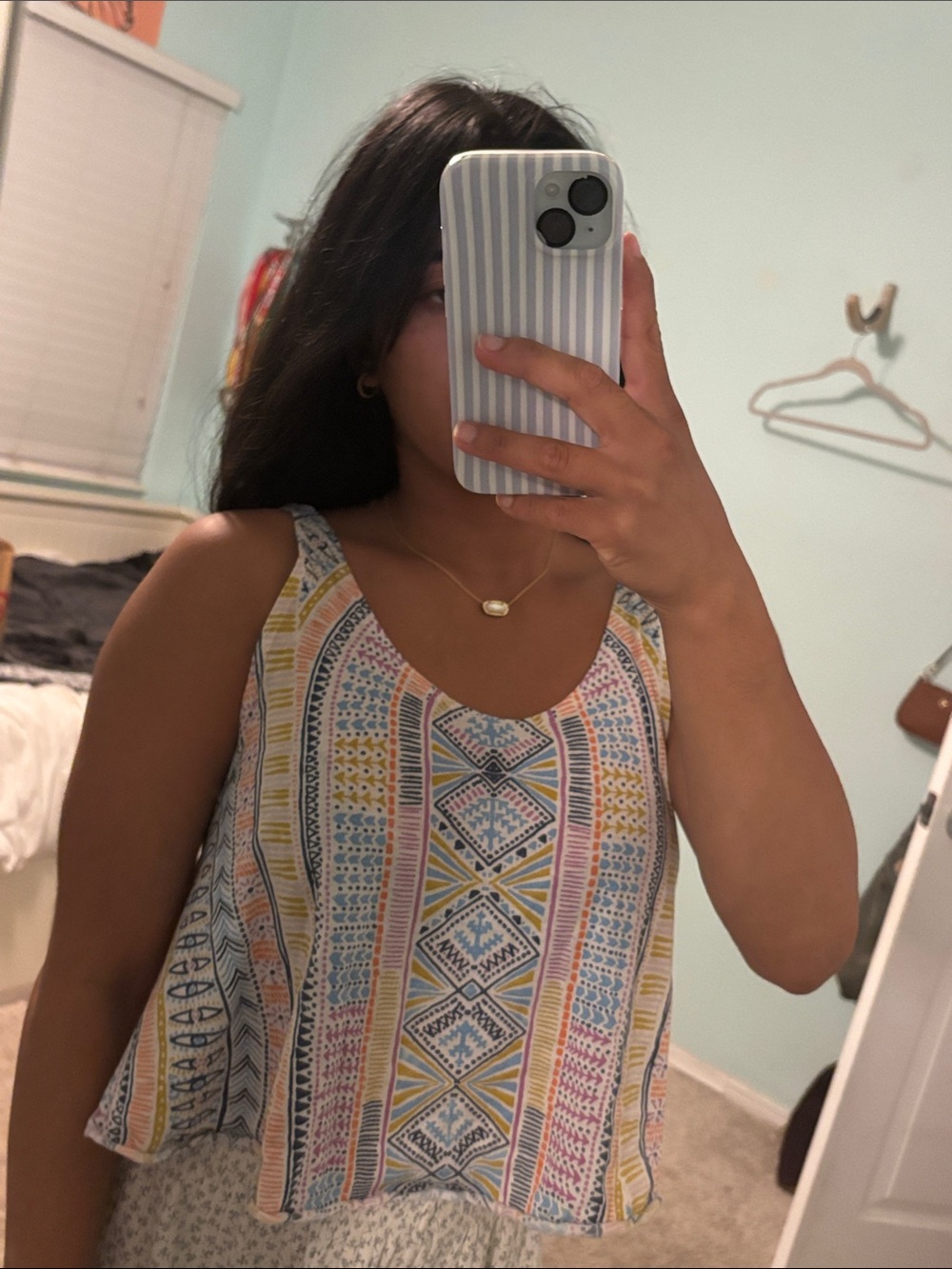 Vintage Billabong Striped Aztec Print Sleeveless Tank Top - Multicolor